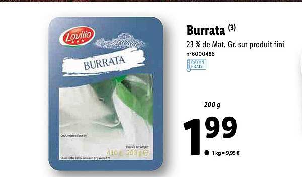 Offre Burrata Lovilio Chez Lidl