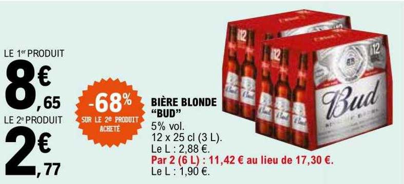 Promo Bi Re Blonde Bud Chez E Leclerc Icatalogue Fr