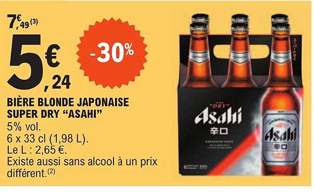 Promo Bière Blonde Japonaise Super Dry asahi chez E Leclerc