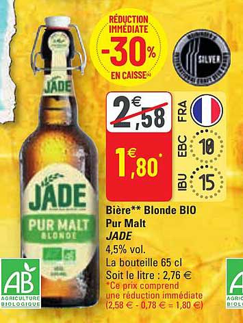 Promo Bi Re Blonde Bio Pur Malt Jade Chez G Icatalogue Fr