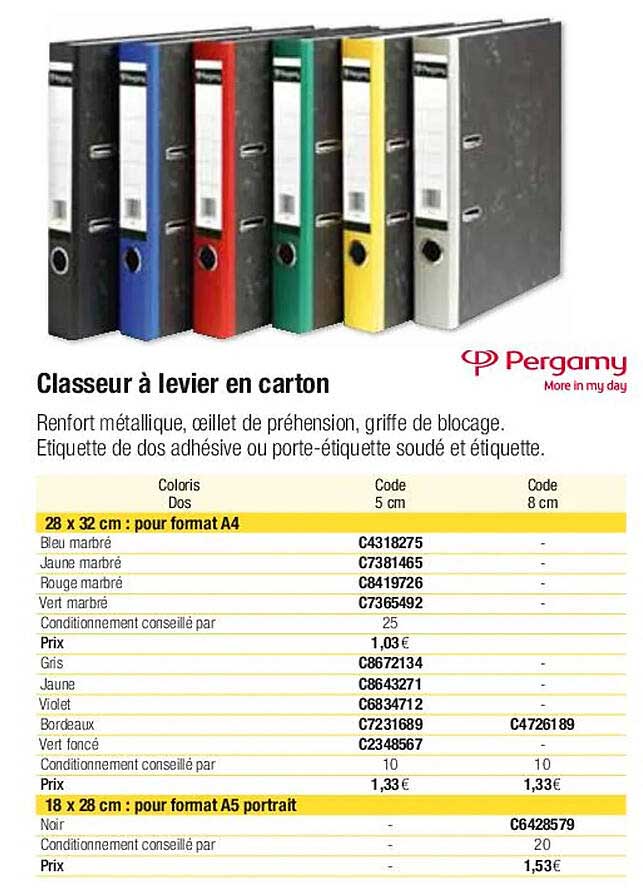 Promo Classeur Levier En Carton Pergamy Chez Plein Ciel Icatalogue Fr