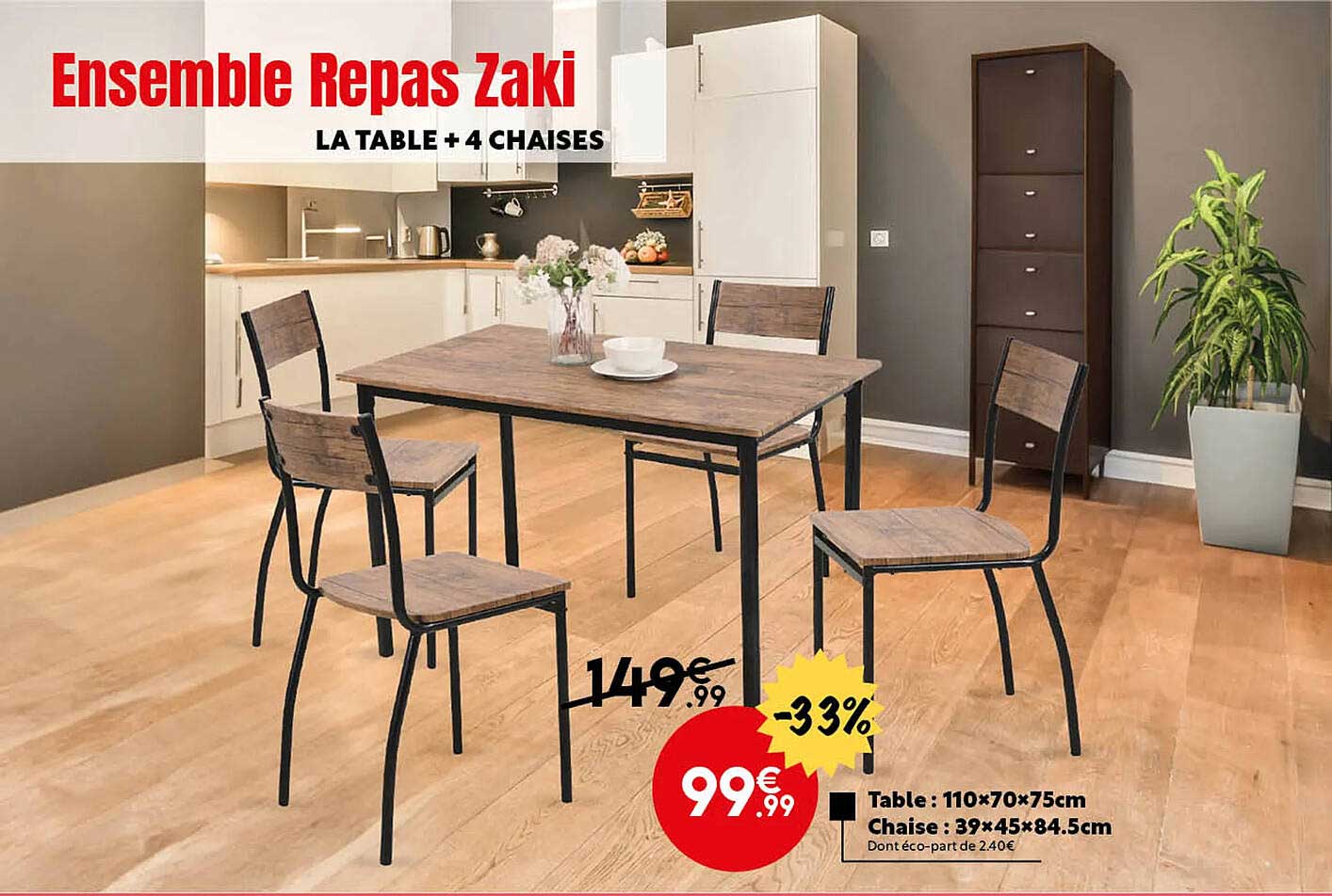 Promo Ensemble Repas Zaki La Table Chaises Chez Maxi Bazar