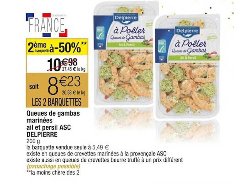 Promo Queues De Gambas Marin Es Ail Et Persil Asc Delpierre Chez Cora