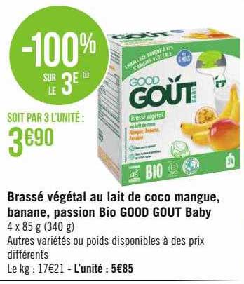 Promo Brass V G Tal Au Lait De Coco Mangue Banane Passion Bio Good