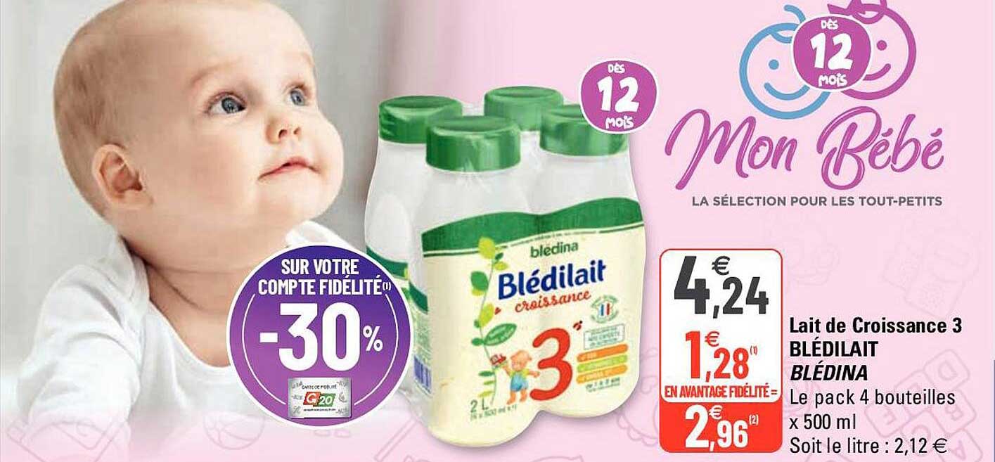 Promo Lait De Croissance 3 Blédilait Blédina chez G20 iCatalogue fr