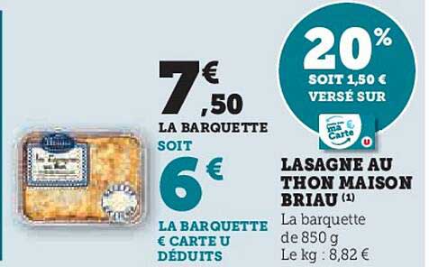 Promo Lasagne Au Thon Maison Briau Chez Hyper U ICatalogue Fr