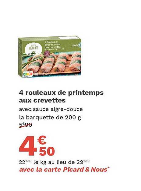 Promo Rouleaux De Printemps Aux Crevettes Chez Picard Icatalogue Fr