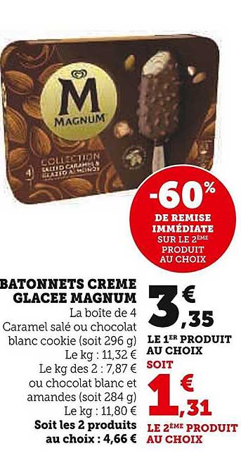 Promo Bâtonnets Crème Glacée Magnum chez Super U iCatalogue fr