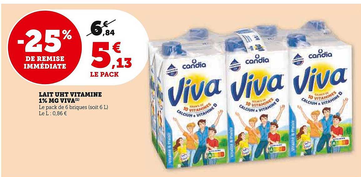 Promo Lait Uht Vitamine 1 Mg Viva Chez U Express ICatalogue Fr