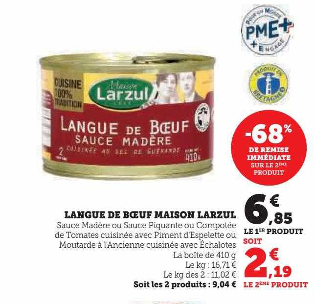 Promo Langue De B Uf Maison Larzul Chez Hyper U Icatalogue Fr