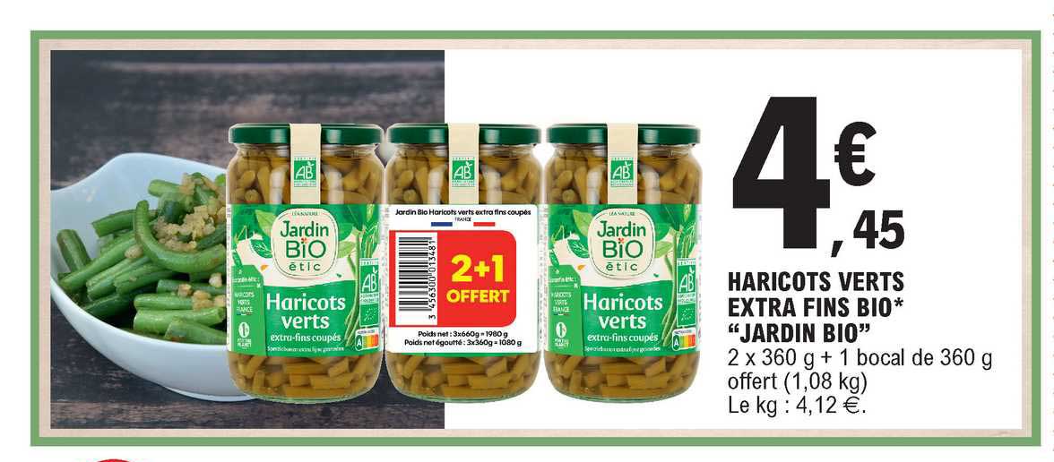 Promo Haricots Verts Extra Fins Bio Jardin Bio Chez E Leclerc