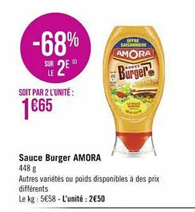 Offre Sauce Burger Amora Chez Spar