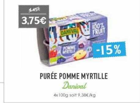 Offre Purée Pomme Myrtille Danival chez Naturalia