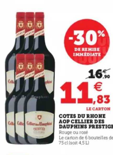 Promo Côtes Du Rhône Aop Cellier Des Dauphins Prestige chez Super U