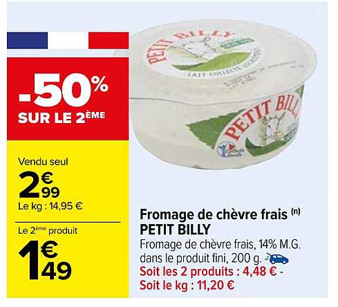 Promo Fromage De Ch Vre Frais Petit Billy Chez Carrefour Icatalogue Fr