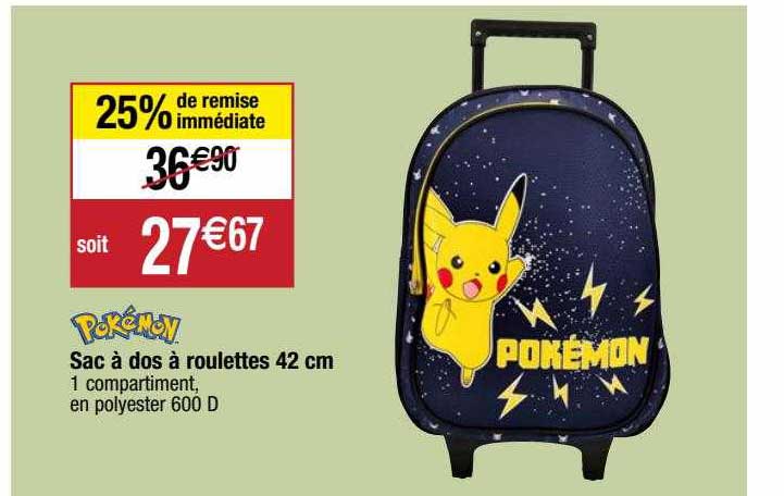 Promo Sac Dos Roulettes Cm Pok Mon Chez Migros France