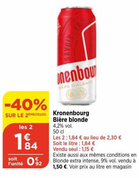 Promo Kronenbourg Bi Re Blonde Chez Bi Icatalogue Fr