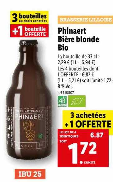 Promo Phinaert Bière Blonde Bio chez Lidl iCatalogue fr