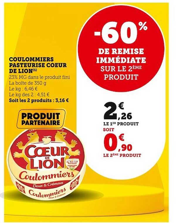 Promo Coulommiers Pasteurisé Cœur De Lion chez U Express iCatalogue fr