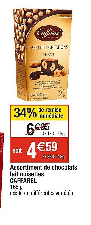 Promo Assortiment De Chocolats Lait Noisettes Caffarel Chez Cora