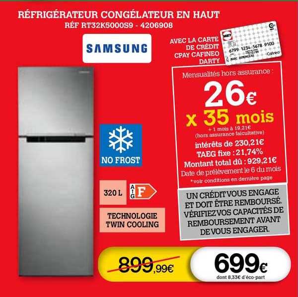 Promo R Frig Rateur Cong Lateur En Haut Samsung Chez Darty Icatalogue Fr