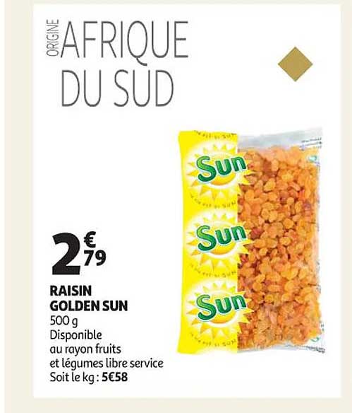 Promo Raisin Golden Sun Chez Auchan ICatalogue Fr