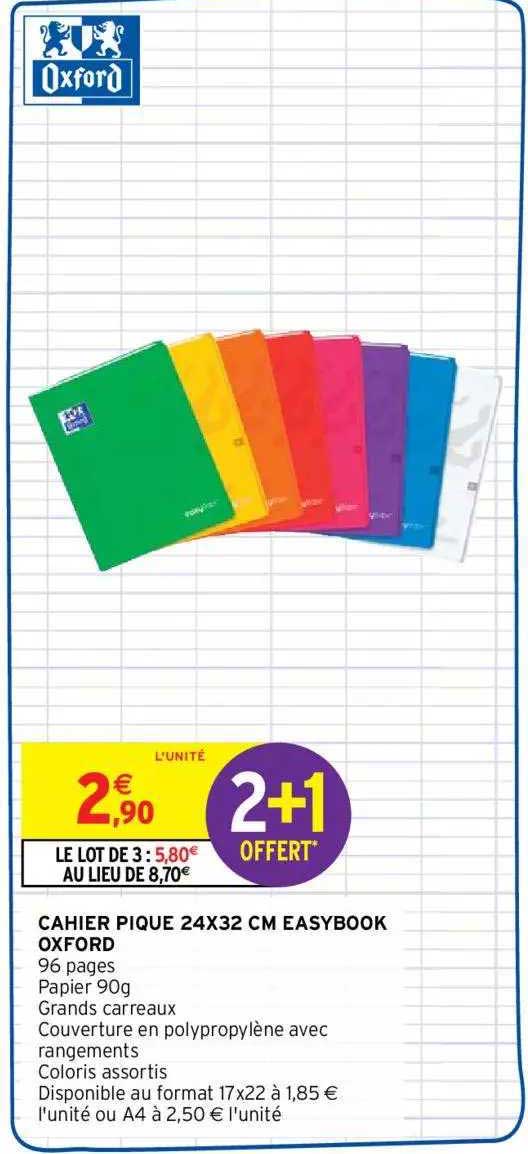 Promo Cahier Pique 24 X 32 Cm Easybook Oxford chez Intermarché