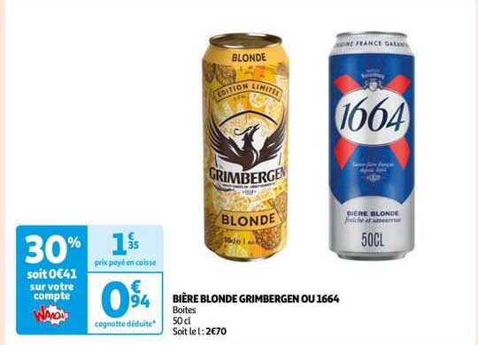 Promo Bière Blonde Grimbergen Ou 1664 chez Auchan iCatalogue fr