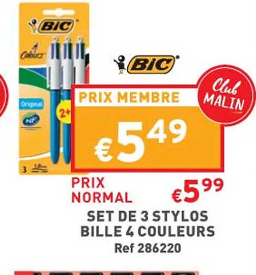 Promo Set De 3 Stylos Bille 4 Couleurs Bic Chez Trafic ICatalogue Fr