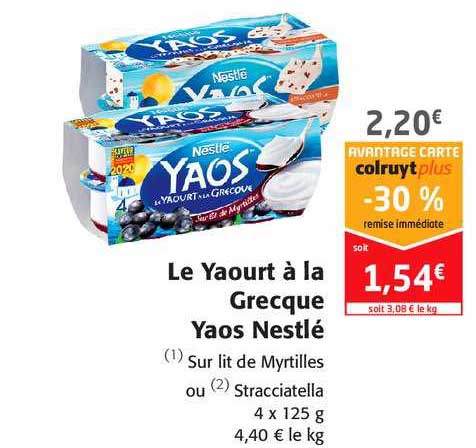 Promo Le Yaourt La Grecque Yaos Nestl Chez Colruyt Icatalogue Fr