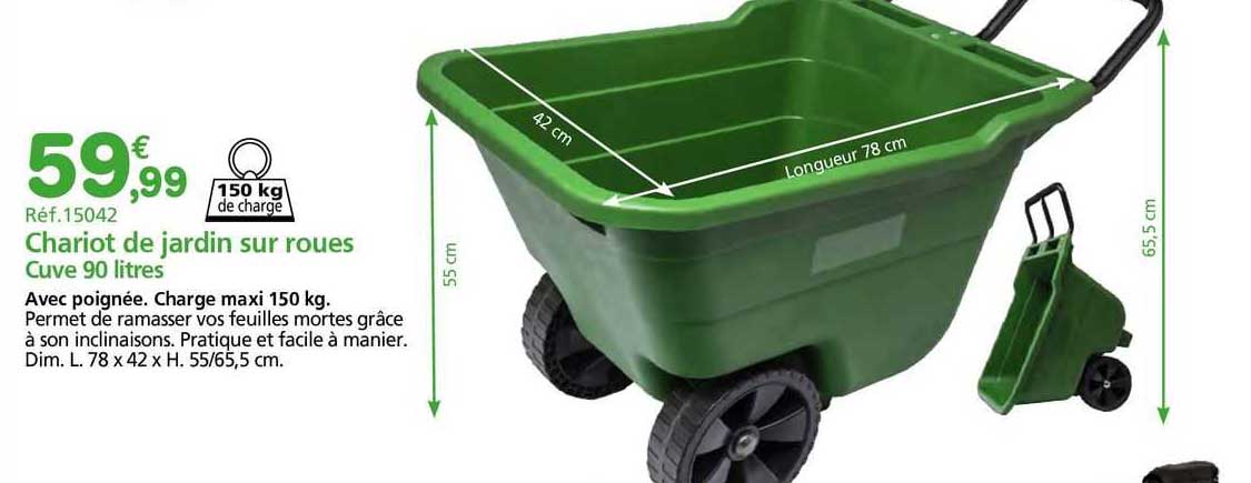 Promo Chariot De Jardin Sur Roues Cuve 90 Litres Chez Provence