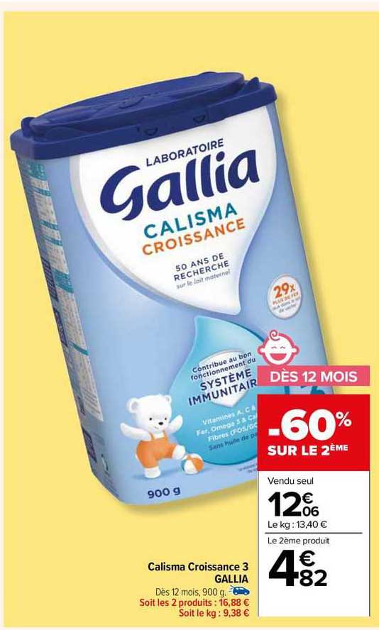 Promo Calisma Croissance 3 Gallia Chez Carrefour ICatalogue Fr