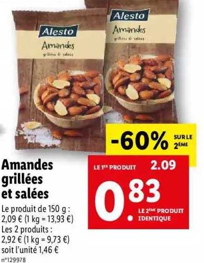 Promo Amandes Grill Es Et Sal Es Alesto Chez Lidl Icatalogue Fr