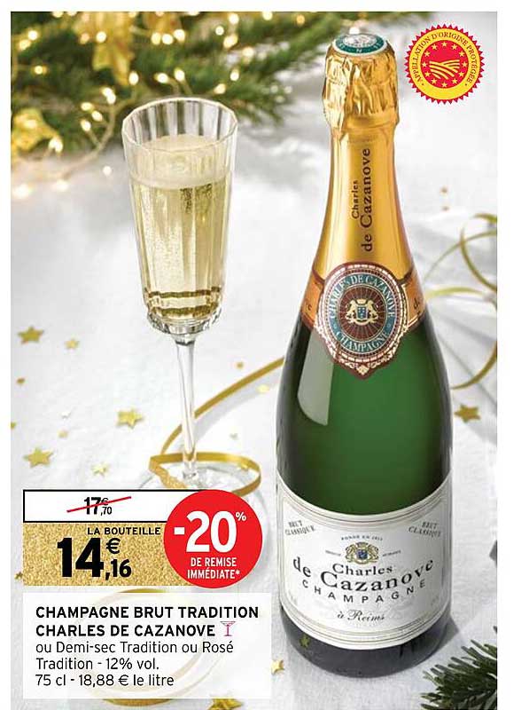 Promo Champagne Brut Tradition Charles De Cazanove chez Intermarché