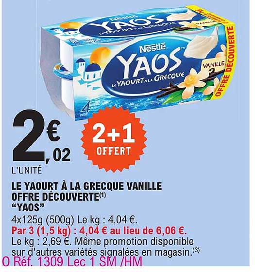 Promo Le Yaourt La Grecque Vanille Offre D Couverte Yaos Chez E