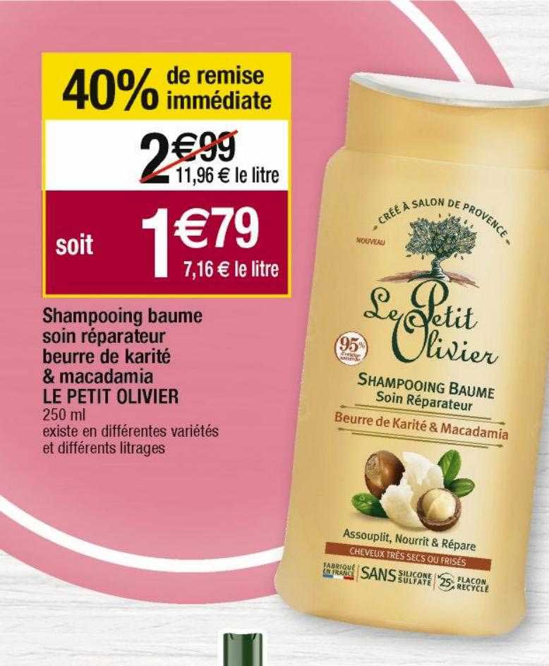 Promo Shampooing Baume Soin Réparateur Beurre De Karité Macadamia Le