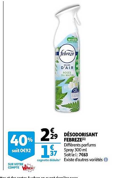 Promo D Sodorisant Febreze Chez Auchan Icatalogue Fr