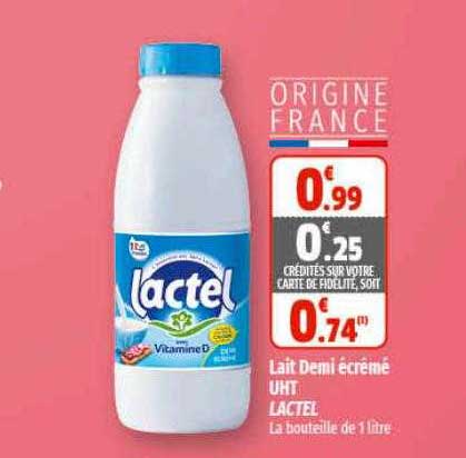 Offre Lait Demi écrémé Uht Lactel chez Coccimarket