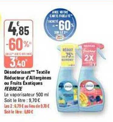 Promo Désodorisant Textile Réducteur D allergènes Ou Fruits Exotiques