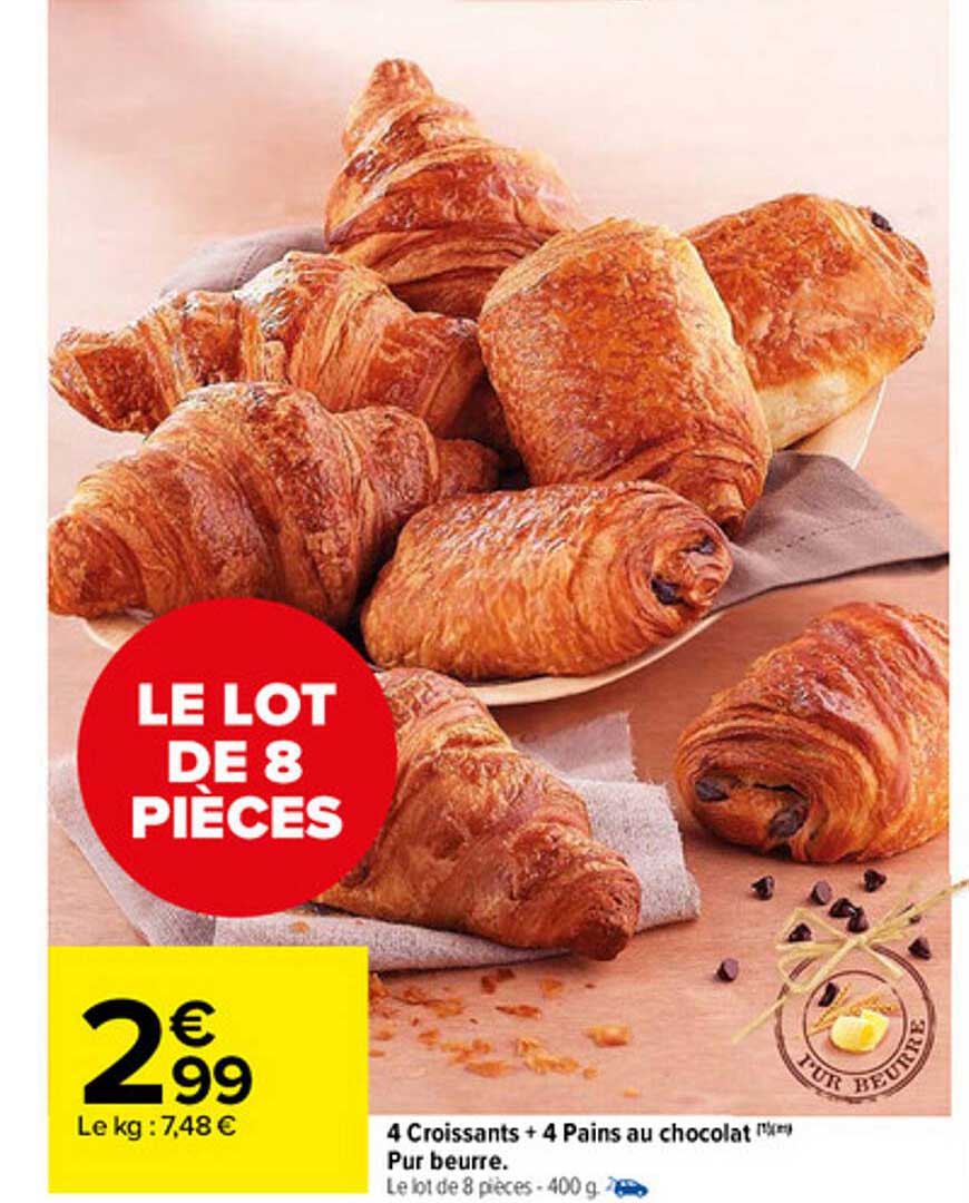 Promo Croissants Pains Au Chocolat Pur Beurre Chez Carrefour