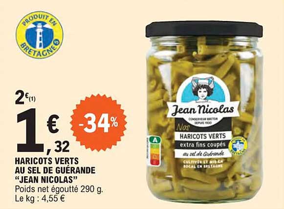 Promo Haricots Verts Au Sel De Gu Rande Jean Nicolas Chez E Leclerc