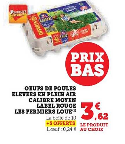 Promo œufs De Poules élevées En Plein Air Calibre Moyen Label Rouge Les