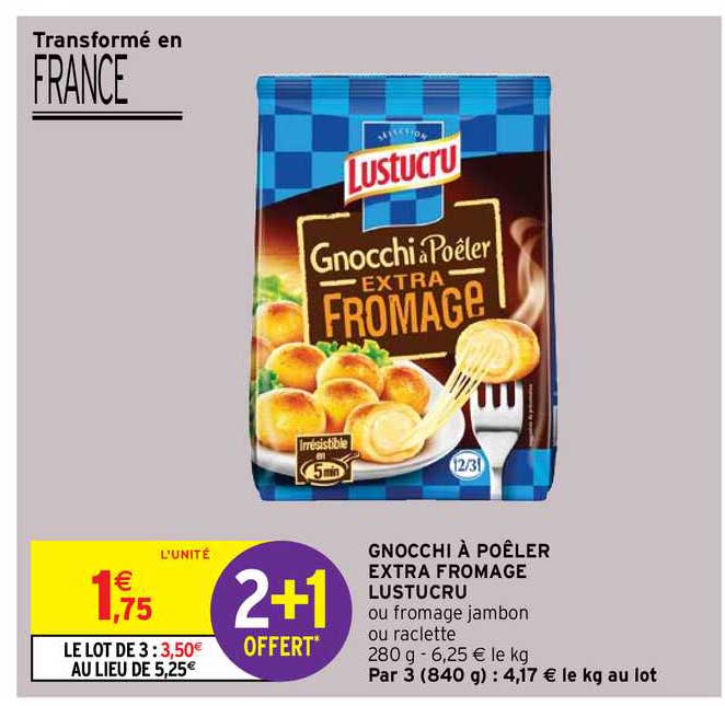 Promo Gnocchi à Poêler Extra Fromage Lustucru chez Intermarche Contact