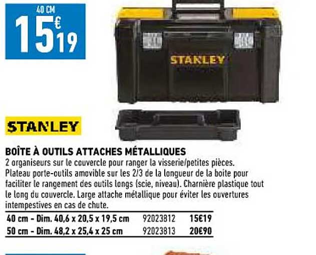 Promo Boîte à Outils Attaches Métalliques Stanley chez Brico Cash