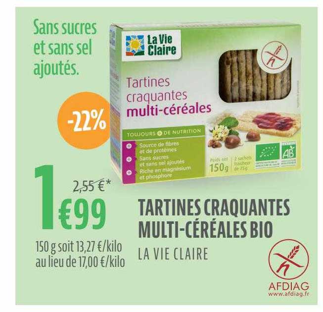 Promo Tartines Craquantes Multi C R Ales Bio La Vie Claire Chez La Vie