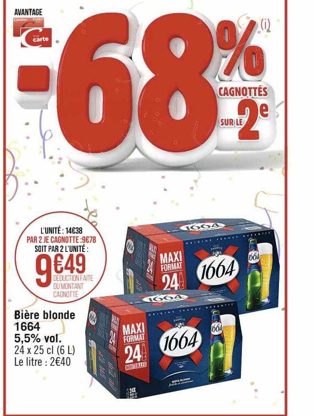 Promo Bière Blonde 1664 5 5 Vol chez Supermarchés iCatalogue fr