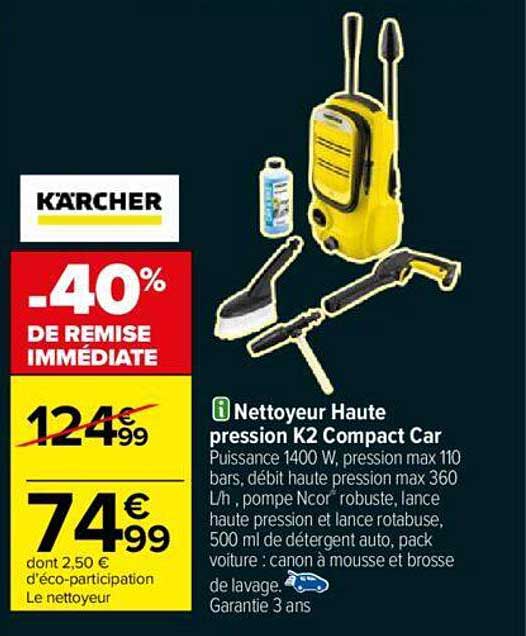 Promo Nettoyeur Haute Pression K2 Compact Car Kärcher chez Carrefour