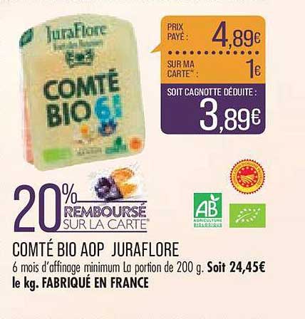 Offre Comté Aop Juraflore Bio chez Auchan