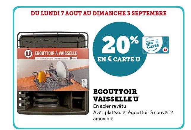 Promo égouttoir Vaisselle U chez Super U iCatalogue fr