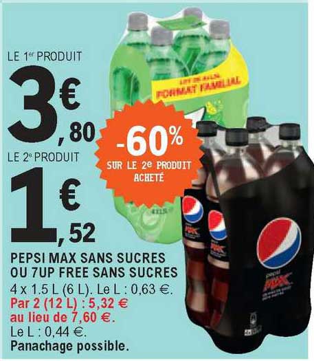 Promo Pepsi Max Sans Sucres Ou 7up Free Sans Sucres Chez E Leclerc